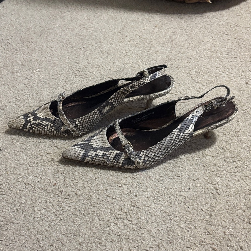 J. Crew Snakeskin Slingback Heels
